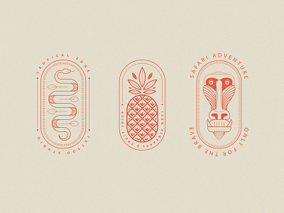 Tropical Logo Templates brand design branding concept illustraion line art logo badges logo marks logo templates mandrill logo pineapple logo snake logo tropical logos vector logos
