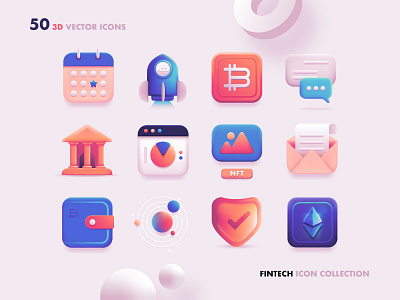 3D Fintech Icon Collection 3d 3d art 3d icon set bitcoin colorful crypto wallet cryptocurrency icons finance icons fintech icon design icon pack investing skeumorphic technology icons ui design user interface vector art vector icons