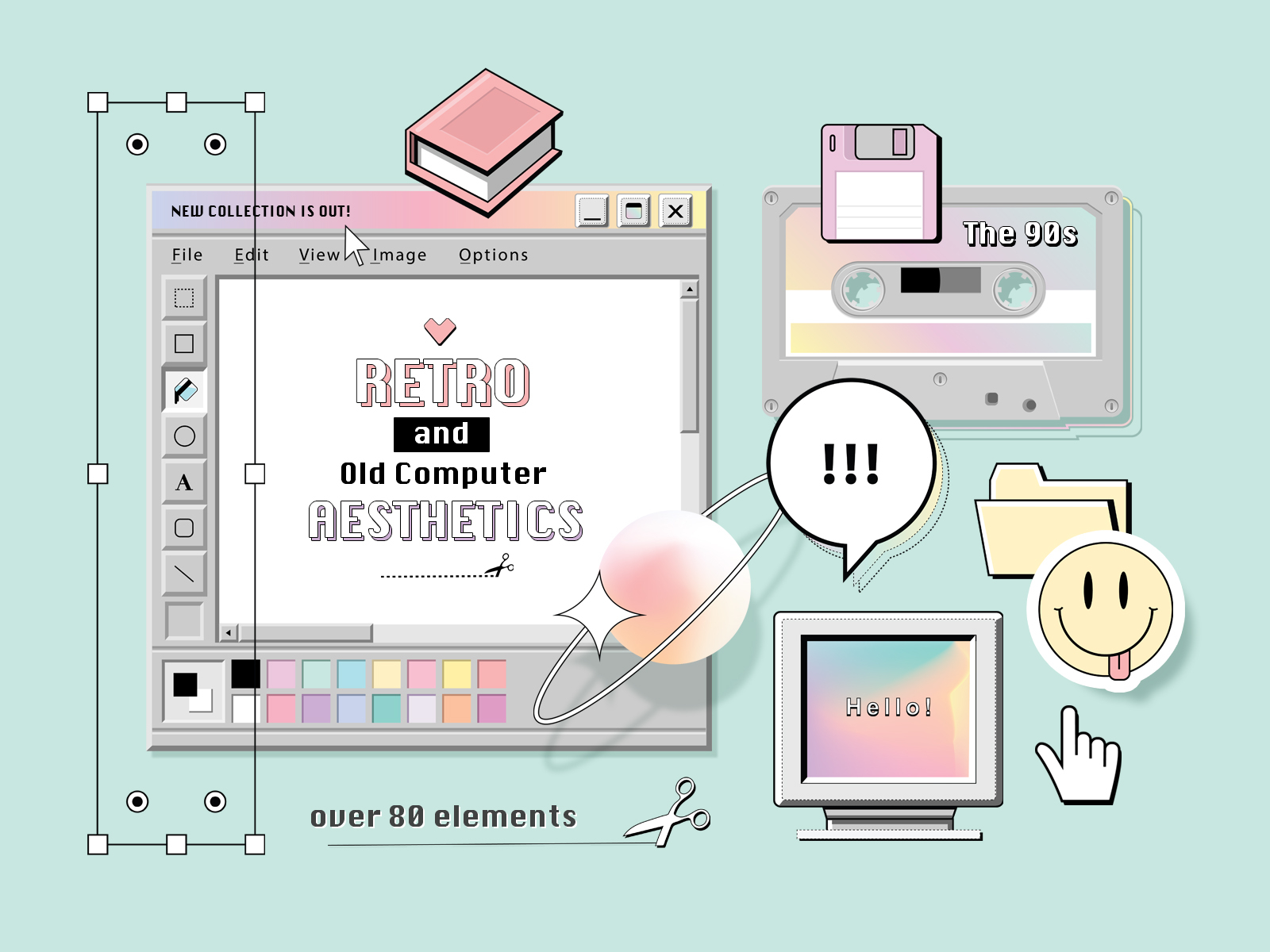 Retro and Old Computer Aesthetics 80s 90s colorful gradient graphic design graphic resources holographic illustration old computer old computer ui retro throwback ui vaporwave vector vintage website windows 95