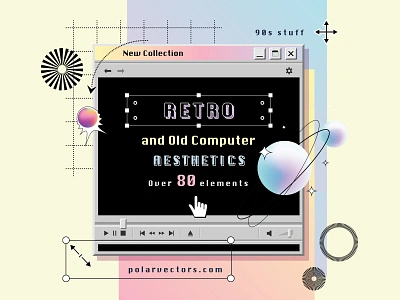 Retro and Old Computer Aesthetics 80s 90s graphic design graphic resources holographic nostalgia old computer old computer icons retro icons retro wave ui illustration vapor wave vector windows 95