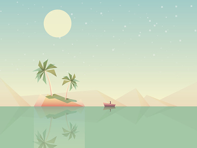 Minimalistic Low Poly Style Summer Wallpaper desert island geometric illustration landscape low minimalism ocean palm trees polygon summer sun vector