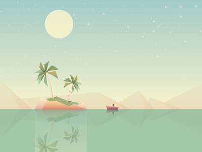 Minimalistic Low Poly Style Summer Wallpaper