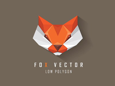 Low Polygon Style Fox Head Logo Element abstract animal fox geometric icon illustration logo low polygon triangular vector