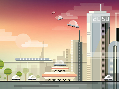 Futuristic Industrial Cityscape Illustration