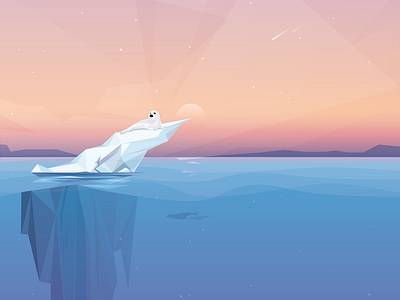 Harp Seal animal glacier harp seal ice iceberg illustration landscape low polygon minimalism ocean sunset vector