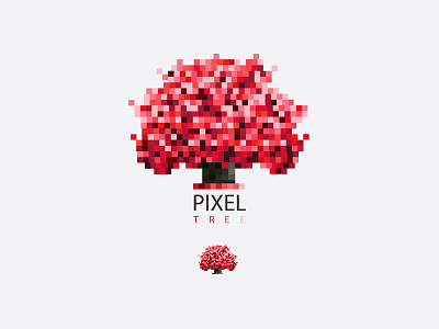 Red Pixel Tree abstract growth icon illustration logo mark pixels red tree vector vibrant wood