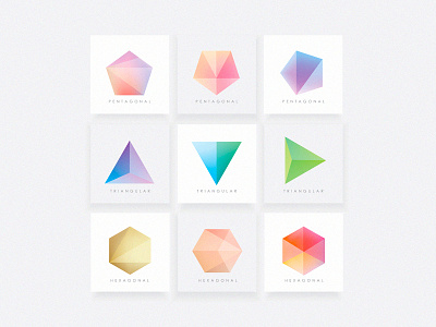 Polygonal Shapes colors geometric gradients hexagonal icons logos pentagonal polygons shapes triangles triangular vector