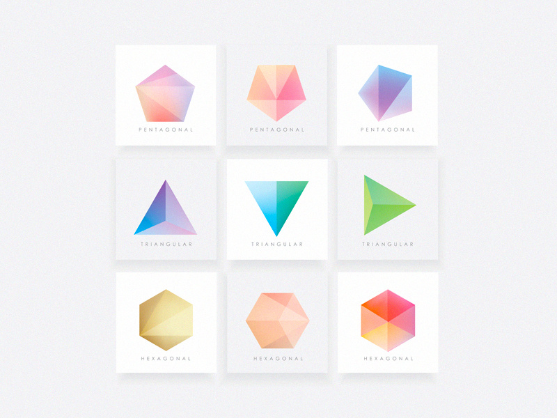 Polygonal Shapes logos geometric colors icons gradients vector shapes triangular triangles pentagonal hexagonal polygons