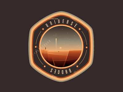 Universe badge emblem emblem explorer logo mark patch planet rocket launch sci fi science fiction space sticker universe badge