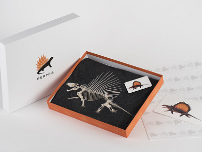Permia- prehistoric apparel and art brand animal apparel art branding cards clothing dinosaur illustration packaging paleoart prehistoric skeletal