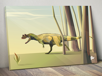 Permia- Ceratosaurus Paleoscape animal art ceratosaurus dinosaur forest geometric illustration landscape minimal paleoart permia polygonal