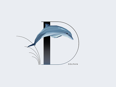 D For Dolphin animal dolphin drop cap letter illustration initial letter jumping letter d minimalism symbol typography vector wildlife