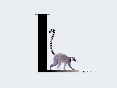 L For Lemur geometric illustration insignia intial letter lemur letter l minimalism symbol type typography vector wildlife