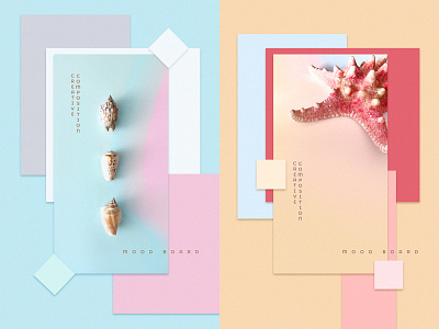 Mood Boards branding color inspiration colors design material design minimal mood boards pastel seashells starfish summer ui