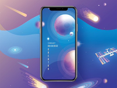 Vibrant Universe Creator abstract universe asteroids deep space galaxies gradients illustrations planets scene generator stars ultra violet universe vectors