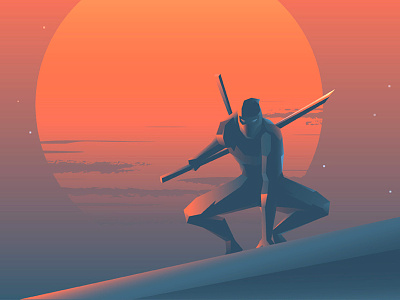 Webmaster.Ninja branding character character design illustration ninja ninja warrior samurai sunset vector webmaster ninja website