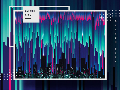 Glitch City city cyberspace descending future city glitch art glitch city illustration pixel sorting scifi skyline vector