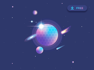 Vibrant Universe Creator Freebie abstract colorful comets freebie galaxy geometric illustration minimalism planets space stars universe vector vibrant colors
