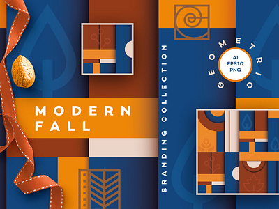 Modern Fall Branding Collection seamless Patterns abstract autumn branding colorful colors de stijl fall geometic illustrations logo minimalism seamless pattern ui vectors