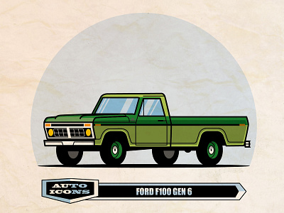 Ford F100 Gen6 car classic car comic art flat design illustration line art vector