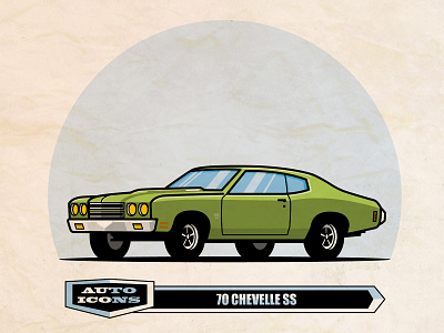 70 chevelle ss classic car comic art design illustration line art vector