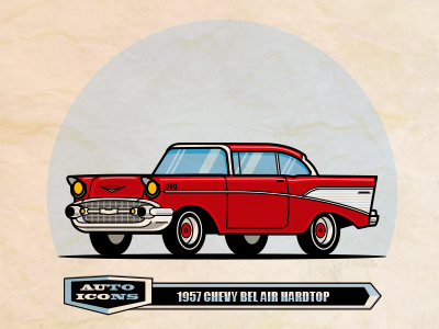 57 Chevy Bel Air classic car comic art flat design line art