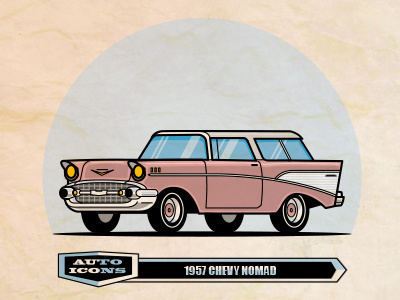 57 Chevy Nomad classic car comic art flat design line art