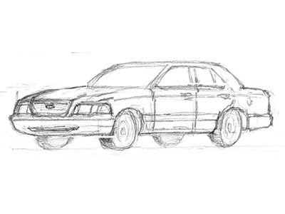 Scribble Crown Vic classic car pencil scribble