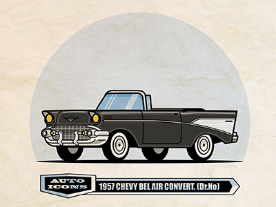 57 Chevy Convertible classic car design illustration