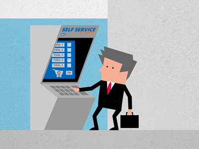 Self Service animated design flat design illustration vector