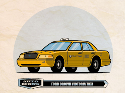 Crown Vic Taxi illustration line art vector
