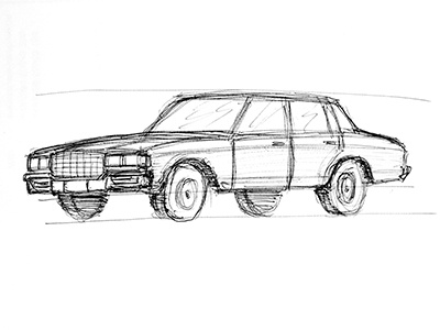 Scribble 80-90 Chevy Caprice s classic car illustration pencil scribble sketch