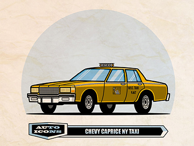 80-90 Chevy Caprice Taxi classic car comic art illustration vector