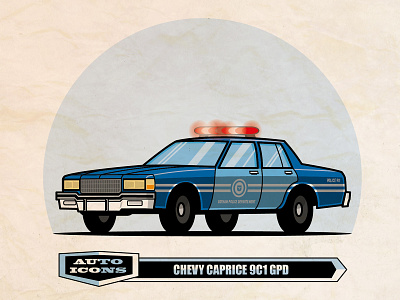 80-90 ChevyCaprice 9C1 GPD classic car comic art illustration vector