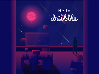 hello dribbble design dribbble flat future hello hello dribble illustration space vector