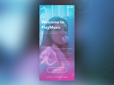 Music App Sign Up 001 app dailyui design ui ux