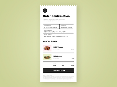 Tea Store Payment Receipt 🌿 017 app daily 100 challenge daily challange dailyui dailyui017 dailyuichallenge design ecommerce software ui ux web website