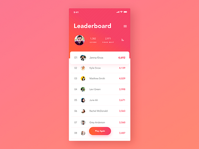 Gaming App Leaderboard 019 app daily 100 challenge daily challange dailyui dailyui019 dailyuichallenge design software typography ui ux
