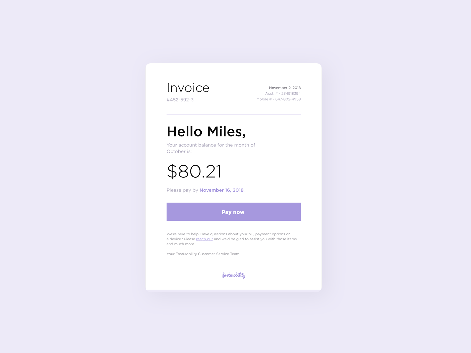 Phone Bill Invoice Concept by Kat on Dribbble