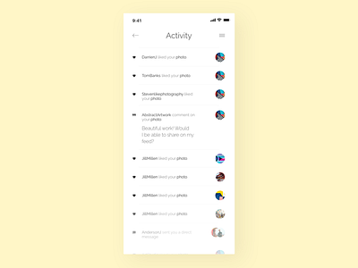 Activity Feed - Challenge 47 💛 047 activity feed activity stream app application daily 100 challenge daily challange dailyui dailyui047 dailyuichallenge design social app software ui ux