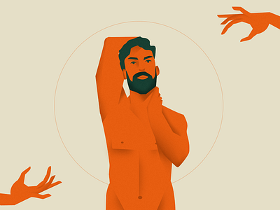 Manhood beard design flat illustration manhood minimal orange pale sexy vector