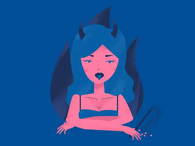 Allison art art direction blue devil diabla evil fire hell illustration minimal monochromatic monochrome pink satanic sex sexual sexual health sexuality sexy vector