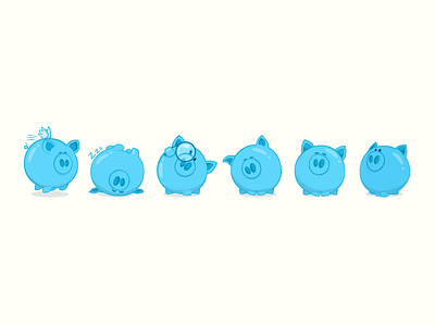 Piggy design concept for ios app advertising blue cartoon character corporate design illustration ios mascot piggies
