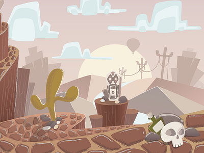 Piece of an artwork for game background design desert game graphics hills iilustration ios mexico skull totem vector