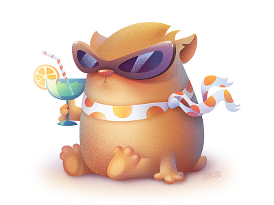 Hamster animal cocktail doodle drink glasses hamster illustration sketch summer vacation vector