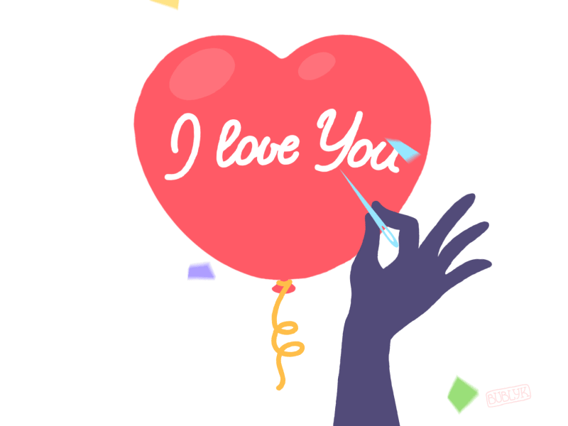 I love you. Not. animation baloon flat gif heart i love you love motion valentines vector