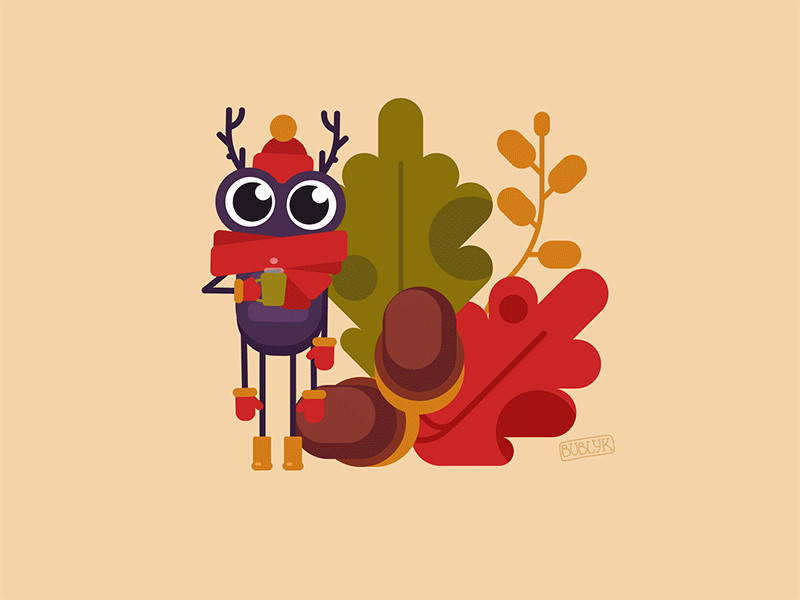 stay warm aftereffects animation autumn bug coffee cold fall gif ios leaf leaves lottie motion tea vector