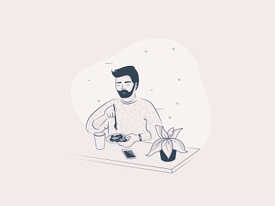 guy eating on his desk - WIP - delivery illustration strokes