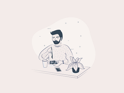 guy eating on his desk - WIP -