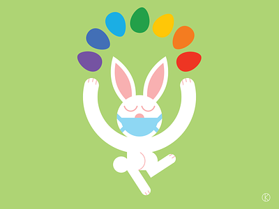Lockdown Easter Bunny art character design easter easter bunny easter eggs illustration illustrator rainbow rainbow eggs vector